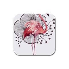 Watercolor Flamingo Rubber Square Coaster (4 Pack)  by webstylecreations