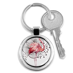 Watercolor Flamingo Key Chain (round) by webstylecreations