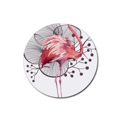 Watercolor Flamingo Rubber Coaster (round)  by webstylecreations