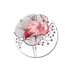 Watercolor Flamingo Magnet 3  (round) by webstylecreations