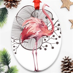 Watercolor Flamingo Oval Ornament (two Sides) by webstylecreations