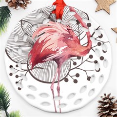 Watercolor Flamingo Ornament (round Filigree)