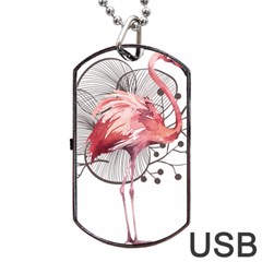 Watercolor Flamingo Dog Tag Usb Flash (one Side) by webstylecreations