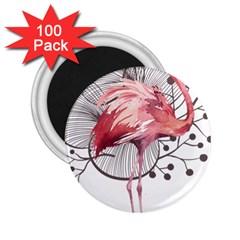 Watercolor Flamingo 2 25  Magnets (100 Pack)  by webstylecreations