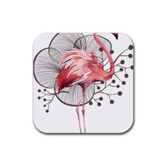 Watercolor Flamingo Rubber Coaster (square)  by webstylecreations