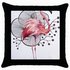 Watercolor Flamingo Throw Pillow Case (black) by webstylecreations