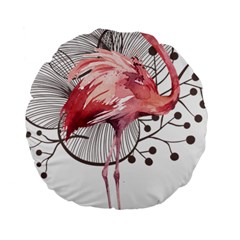 Watercolor Flamingo Standard 15  Premium Round Cushions by webstylecreations