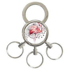 Watercolor Flamingo 3-ring Key Chain by webstylecreations