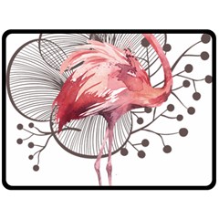 Watercolor Flamingo Double Sided Fleece Blanket (large) 