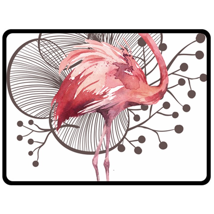 Watercolor Flamingo Double Sided Fleece Blanket (Large) 