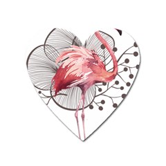 Watercolor Flamingo Heart Magnet