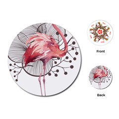 Watercolor Flamingo Playing Cards Single Design (round)