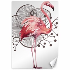 Watercolor Flamingo Canvas 12  X 18 