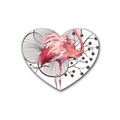 Watercolor Flamingo Rubber Coaster (heart) 