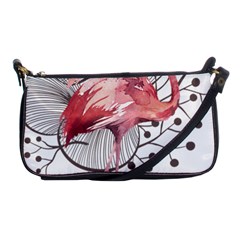 Watercolor Flamingo Shoulder Clutch Bag