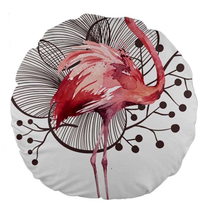 Watercolor Flamingo Large 18  Premium Round Cushions