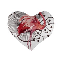 Watercolor Flamingo Standard 16  Premium Heart Shape Cushions