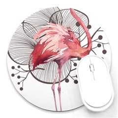 Watercolor Flamingo Round Mousepads by webstylecreations