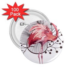 Watercolor Flamingo 2 25  Buttons (100 Pack)  by webstylecreations