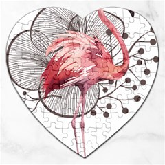 Watercolor Flamingo Jigsaw Puzzle (heart) by webstylecreations