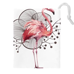 Watercolor Flamingo Drawstring Pouch (5xl) by webstylecreations