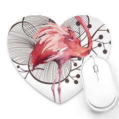 Watercolor Flamingo Heart Mousepads by webstylecreations