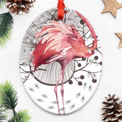 Watercolor Flamingo Oval Filigree Ornament (two Sides) by webstylecreations