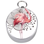 Watercolor Flamingo Silver Compasses Front