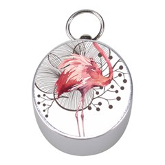 Watercolor Flamingo Mini Silver Compasses by webstylecreations