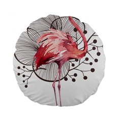 Watercolor Flamingo Standard 15  Premium Flano Round Cushions by webstylecreations