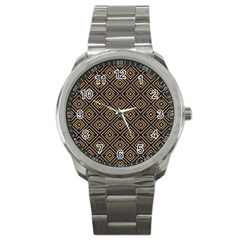 Art Deco Vector Pattern Sport Metal Watch by webstylecreations