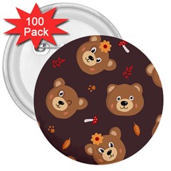 Bears-vector-free-seamless-pattern1 3  Buttons (100 Pack) 