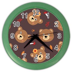 Bears-vector-free-seamless-pattern1 Color Wall Clock