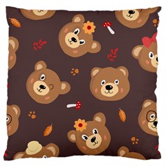 Bears-vector-free-seamless-pattern1 Large Flano Cushion Case (one Side) by webstylecreations