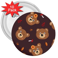 Bears-vector-free-seamless-pattern1 3  Buttons (10 Pack) 