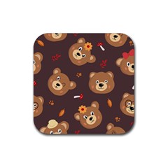 Bears-vector-free-seamless-pattern1 Rubber Coaster (square)  by webstylecreations