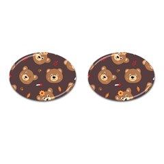 Bears-vector-free-seamless-pattern1 Cufflinks (oval) by webstylecreations