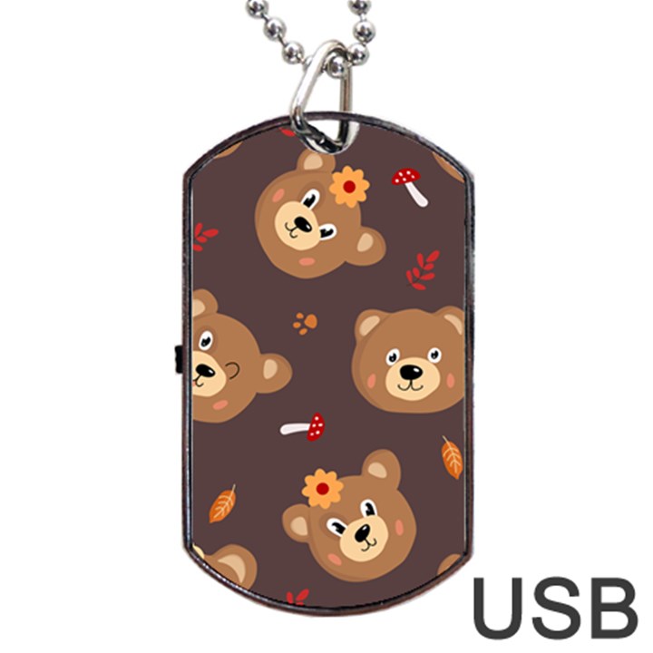 Bears-vector-free-seamless-pattern1 Dog Tag USB Flash (Two Sides)