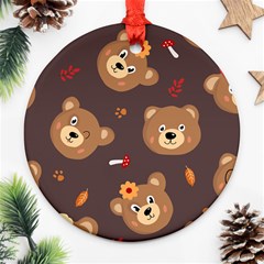 Bears-vector-free-seamless-pattern1 Ornament (round) by webstylecreations