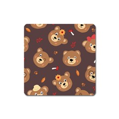 Bears-vector-free-seamless-pattern1 Square Magnet by webstylecreations