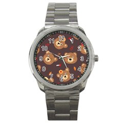 Bears-vector-free-seamless-pattern1 Sport Metal Watch