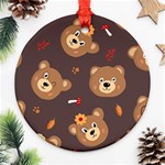 Bears-vector-free-seamless-pattern1 Round Ornament (Two Sides) Front