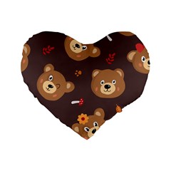 Bears-vector-free-seamless-pattern1 Standard 16  Premium Heart Shape Cushions by webstylecreations