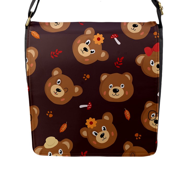 Bears-vector-free-seamless-pattern1 Flap Closure Messenger Bag (L)