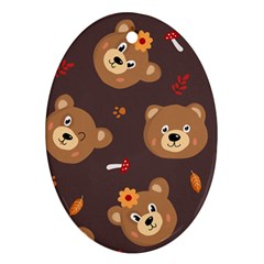 Bears-vector-free-seamless-pattern1 Oval Ornament (two Sides) by webstylecreations