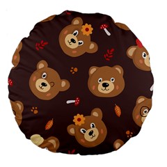 Bears-vector-free-seamless-pattern1 Large 18  Premium Flano Round Cushions by webstylecreations