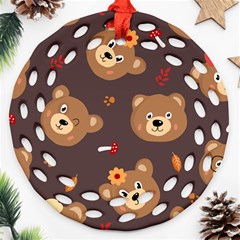 Bears-vector-free-seamless-pattern1 Round Filigree Ornament (two Sides)