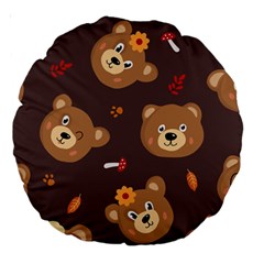 Bears-vector-free-seamless-pattern1 Large 18  Premium Round Cushions by webstylecreations