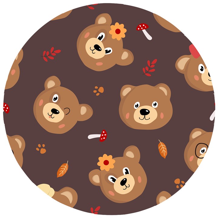 Bears-vector-free-seamless-pattern1 Wooden Puzzle Round