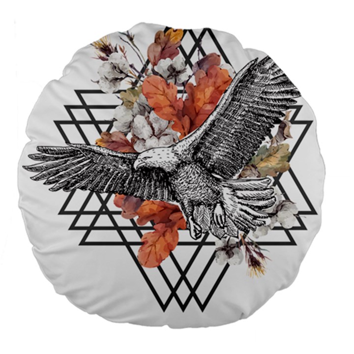 Boho Eagle  Large 18  Premium Flano Round Cushions